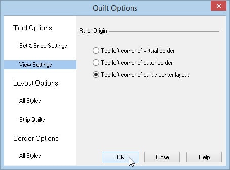 FILE > Quilt Options > View Settings